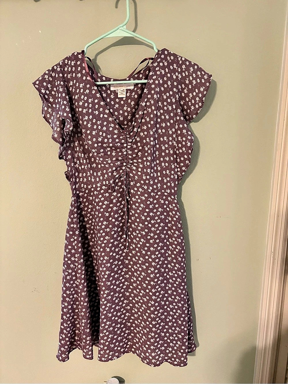 Monteau Floral Mini Dress in Purple Size Medium Like New